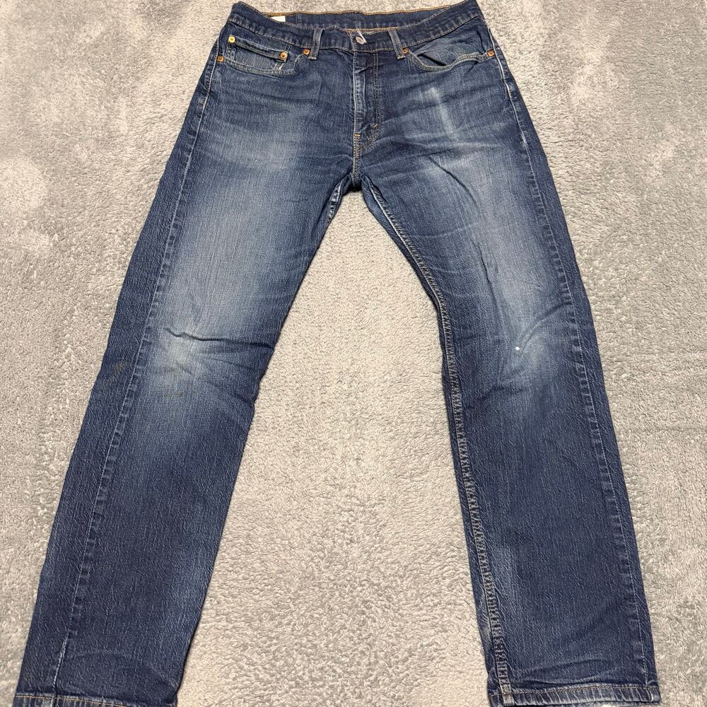 Levi’s 505 Jeans Mens 34 x32 Blue Straight Denim Distressed **